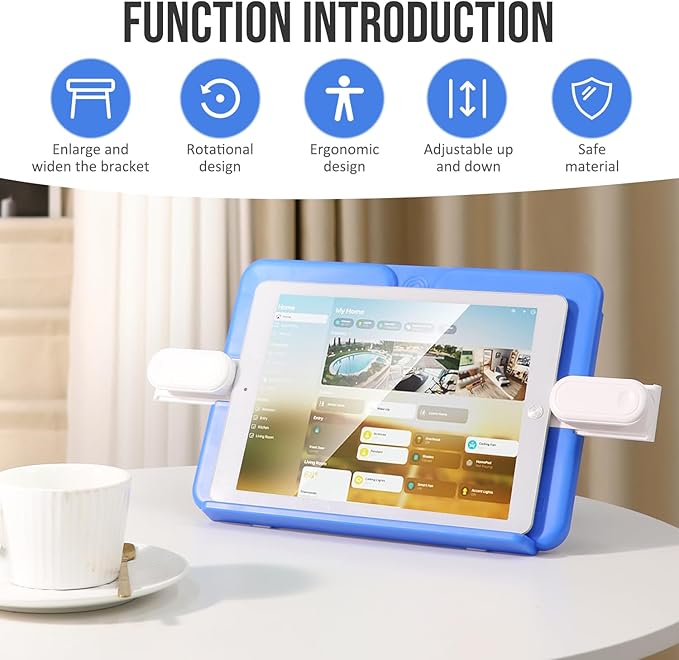 Book Holders for Reading Hands Free Desktop Cookbooks Stands Tray Portable Foldable Lightweight Bookstands Page Clips Rest for Music Score Cookbook Tablet Textbooks Ergonomic Reading Posture (Blue)