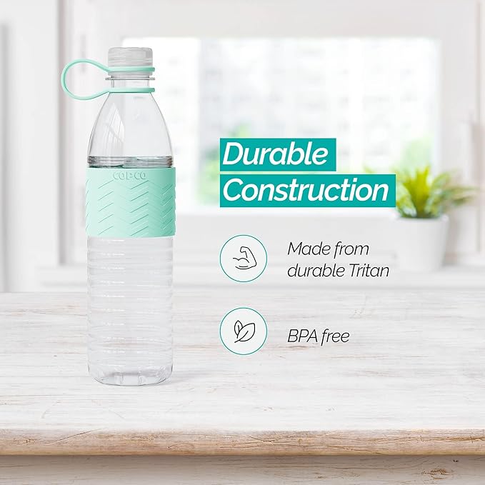 Copco Hydra 20 oz Tritan Water Bottle with Leak-Proof Lid & Textured Grip - BPA-Free, Dishwasher Safe, Easy Twist-Open for Ice & Fruit - Fits Cup Holders, Lightweight, Durable(Robins Egg Blue)