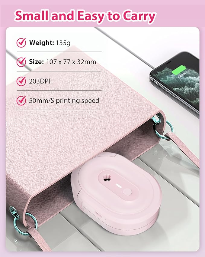 N12 Label Maker Machine with Waterproof Tape Mini Label Printer, Pink | Bluetooth Mini Label Printer with Multiple Templates & Easy Use App, perfect for Kids, Teachers, Home & Office Organization