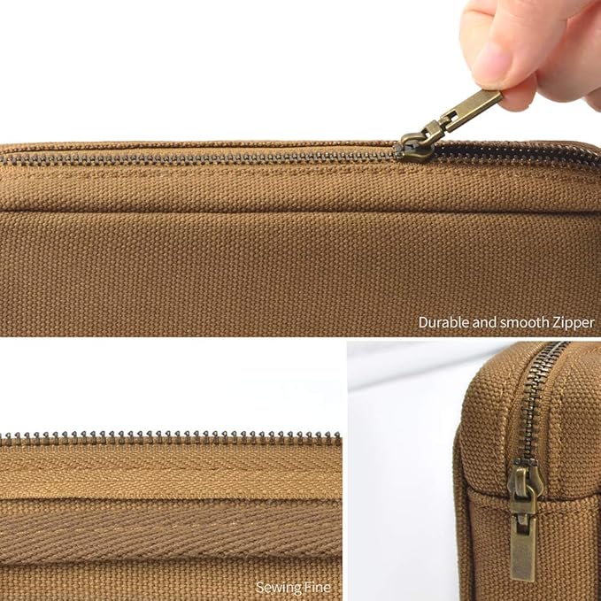 Pencil Pen Case, Canvas Pencil Pouch Big Capacity Pen Bag with Zipper Durable Stationary Storage Bag for Adult Students Officers