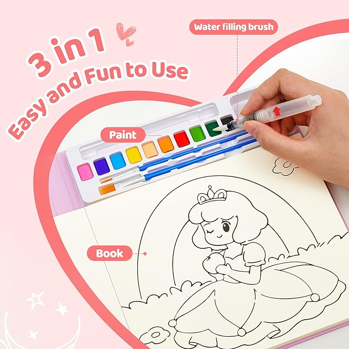 Paint with Water Coloring Books for Toddlers - Watercolor Painting Book Sets for Kids Ages 3-5 4-8, 24 Pages Total DIY Arts & Crafts Drawing Activities Books Toy Birthday Gift for Boys Girls (Unicorn)