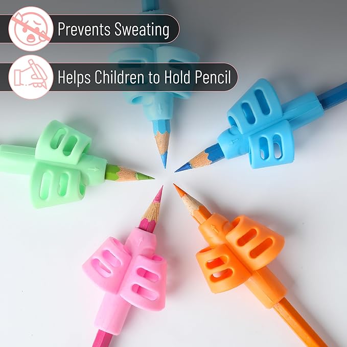 Mr. Pen- Pencil Grips for Kids Handwriting, 20 PCS (10 Finger Grips+10 Clips), Pencil Holder, Grippers, Pen Grip
