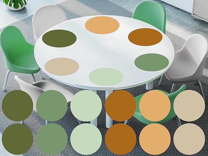 Lincia 12 Pcs 12 '' Dry Erase Dots for Classroom Table Classroom Decor Boho Colorful Stickers for Whiteboard Wall Decor Removable Dry Erase Circles for School Teacher Supplies(Nature Color)