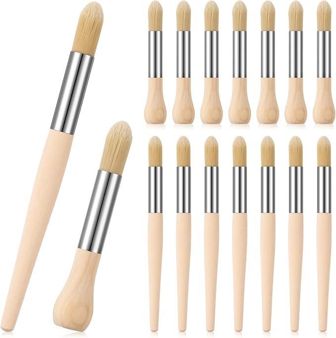 Sinload 16 Pcs Watercolor Paint Brushes for Kid Baby Toddler Jumbo Brushes with Chubby Wood Handles Easy to Grip Round Paintbrushes Non Toxic Vegan Bristles for Painting Art Supplies Craft Projects