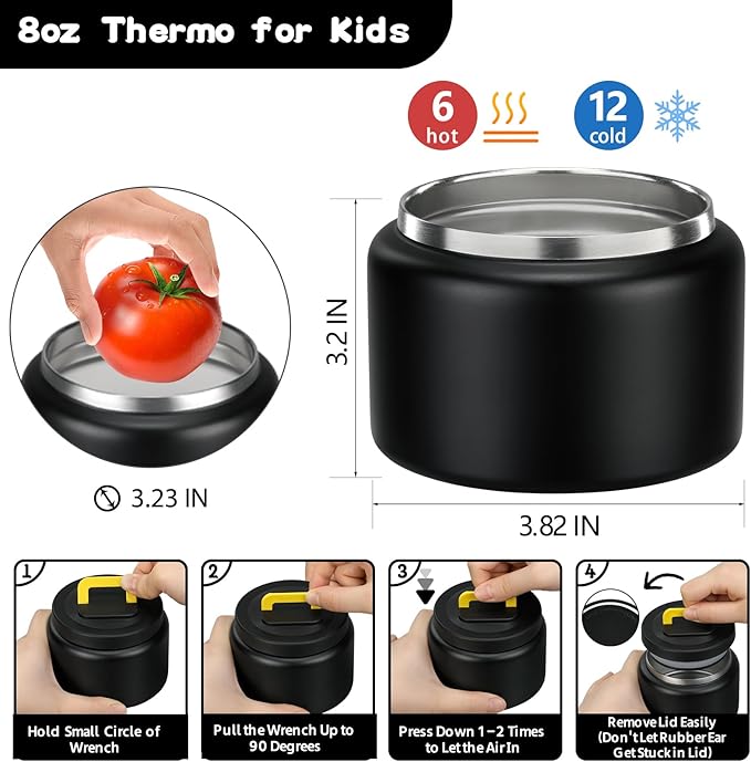 MAISON HUIS Bento Lunch Box with 8oz Soup Thermo, 5-Compartment Leak-Proof Container, Thermo Hot Food Jar and Insulated Lunch Bag, BPA Free,Travel, School