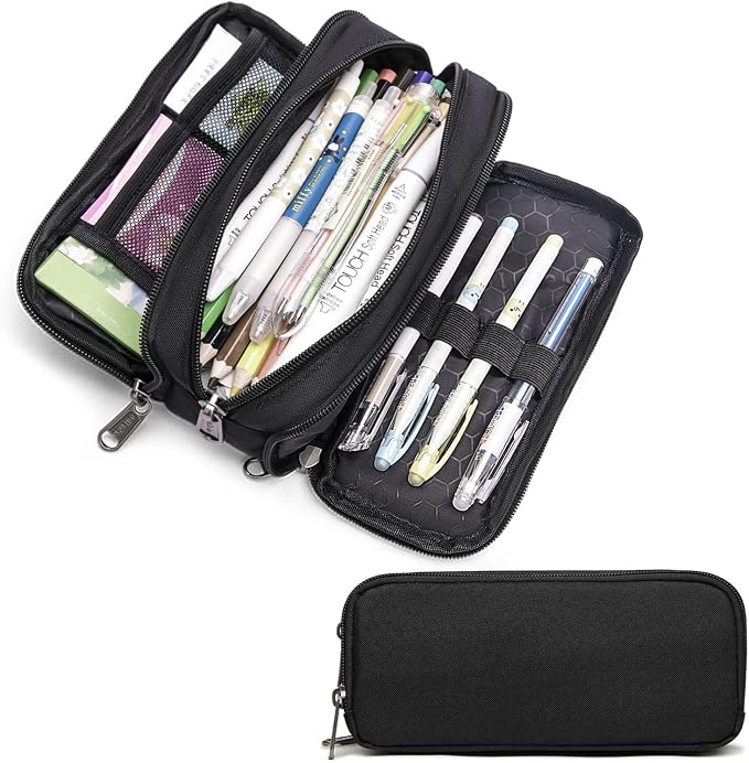 Large Capacity Pencil Case, Aesthetic Pencil Pouch with 3 Compartments