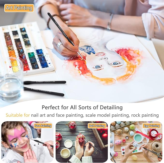 PANDAFLY Detail Paint Brushes Set, 15pcs Miniature Brushes for Fine Detailing & Art Painting - Acrylic, Oil, Watercolors & Paint by Number, Models, Face, Nail, Craft