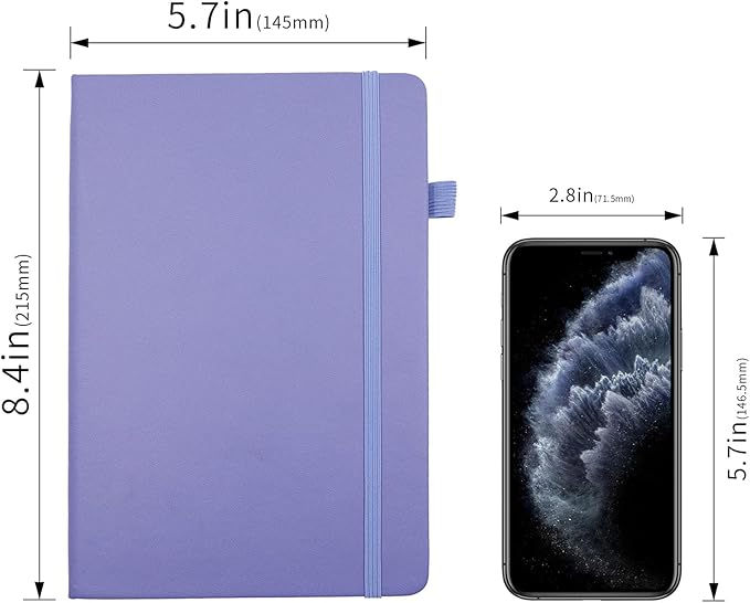 Lined Journal Notebooks with Pen Loop, Hardcover Notebook Journal for Work, 100Gsm Premium Thick Paper with Inner Pocket, Medium 5.7"x8.4", （Purple, Ruled）