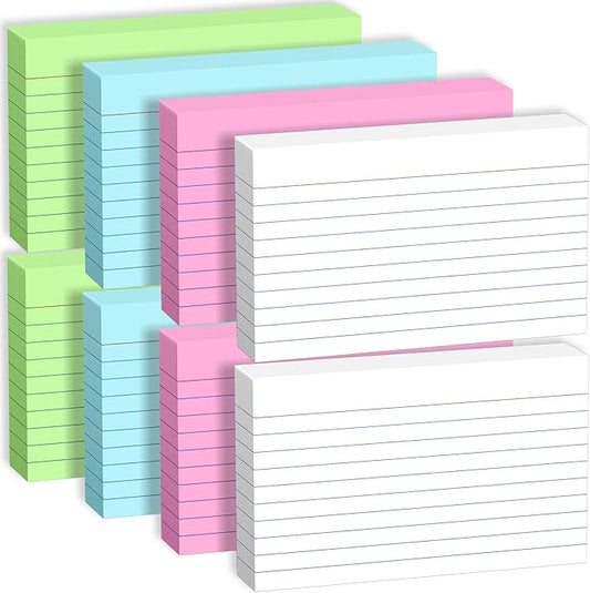 400 Pcs Colored Index Cards 3 x 5 Inch Ruled Index Cards, Flash Cards College Ruled for School, College, Office and Home Organization, Durable Study To Do List Note Cards with Ruled Lines