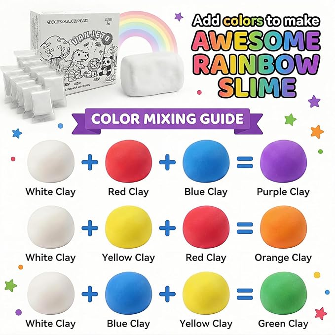 Modeling Clay for Kids, VANJETO Molding Magic Clay for Kids Air Dry, Super Soft Clay for DIY Slime, Ultra Light Air Dry Modeling Clay for Toddlers Children Teens, 7 OZ/Bag