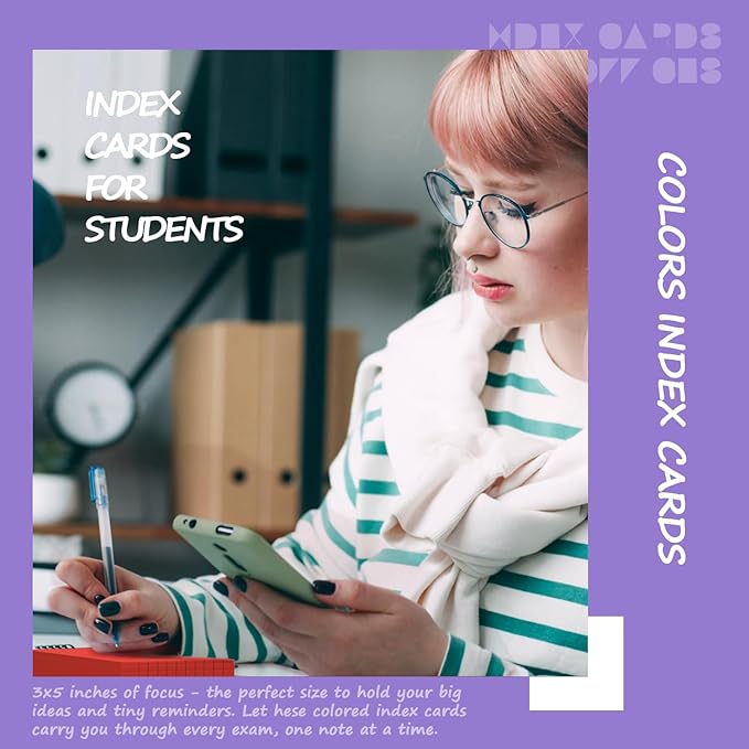 Colored Index Cards 3x5 Inch - 300 Count Flash Cards for Studing, Colored Note Cards 3x5 Cards Neon 3 by 5 Index Cards Ruled Colorful Notecards 3 x 5 Lined Neon Flashcards 6 Colors (50 Count Each)