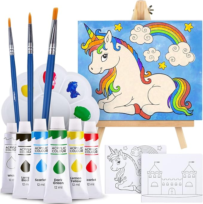 J MARK Kids Painting Set - All Inclusive Acrylic Paint Set for Kids - Safe Painting Supplies
