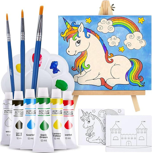 J MARK Kids Painting Set - All Inclusive Acrylic Paint Set for Kids - Safe Painting Supplies