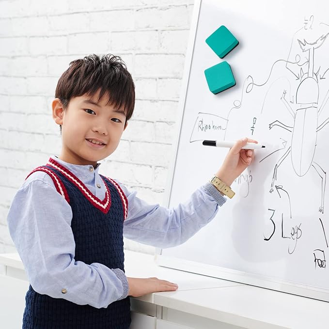 Favide 24 Pack Magnetic Whiteboard Dry Erase Erasers Chalkboard Cleansers for Classroom, Home and Office (Square, Green)