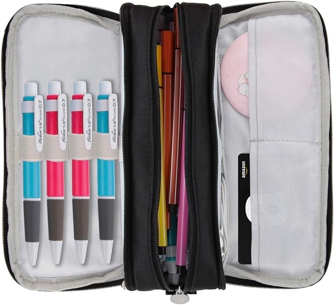 Chelory Big Capacity Pencil Case Large Storage Pencil Bag Pouch Marker 3 Compartment Stationery Pen Cases Holder for Adults Office Organizer Gifts