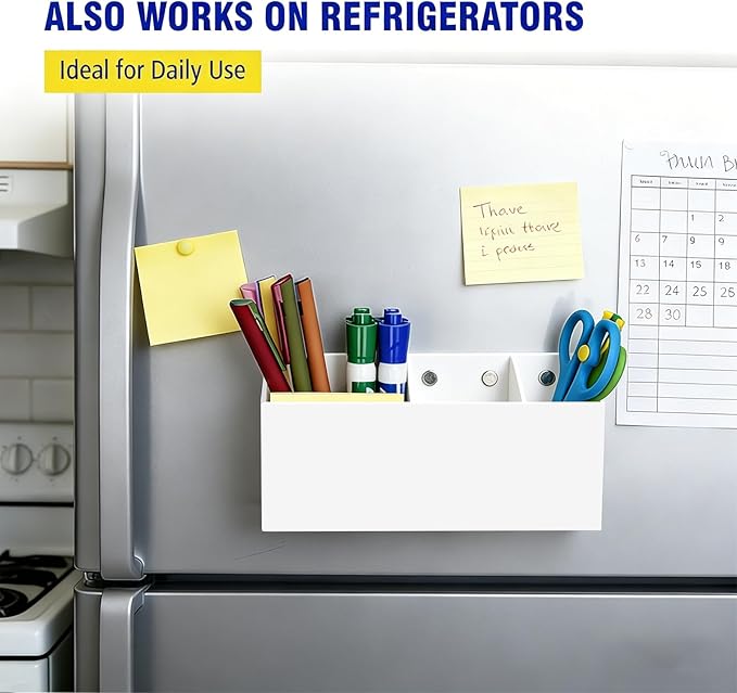 Magnetic Dry Erase Marker Holder for Whiteboard, Anti-slip Magnet Pen Holder for Fridge Refrigeator, Acrylic Pencil Holder for Classroom Teacher, Office Accessories, Locker Organizer(White)