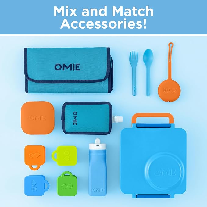 Omie OmieBox Kids Insulated Leakproof Bento Lunch Box with Food Jar (Blue Sky) (Pack of 2)