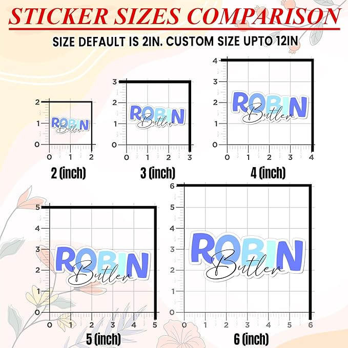 Custom Name Sticker Personalized Colors First Name Last Name Decal Beautiful Waterproof Vinyl Decal for Water Bottles Tumblers Laptops Hard Hat Cars Kindle for Women Men Teachers