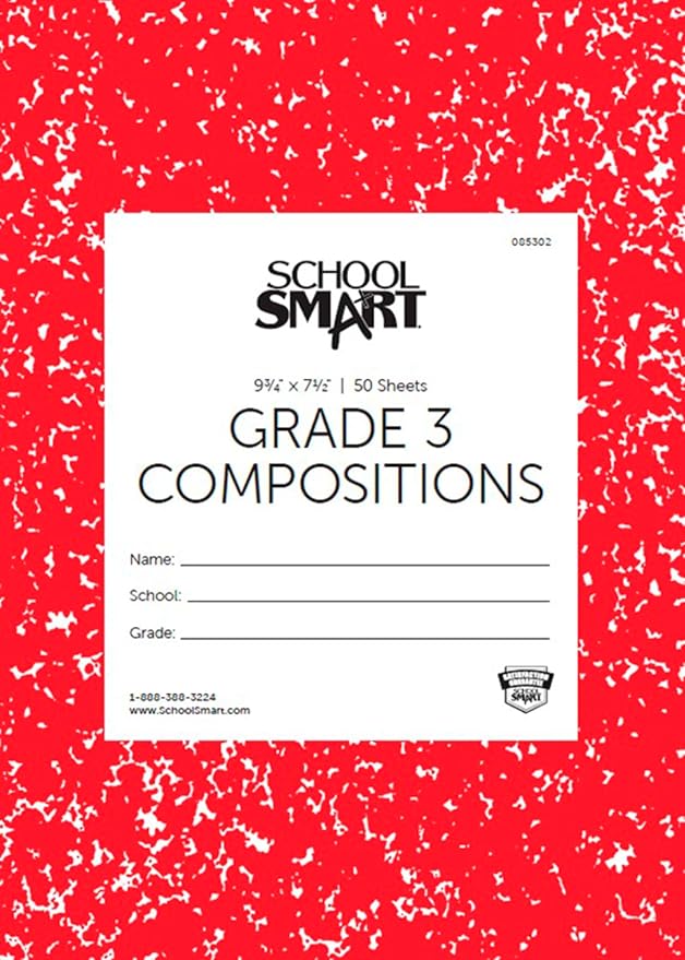 School Smart Skip-A-Line Composition Books - Grade 3, 50 sheets, Red