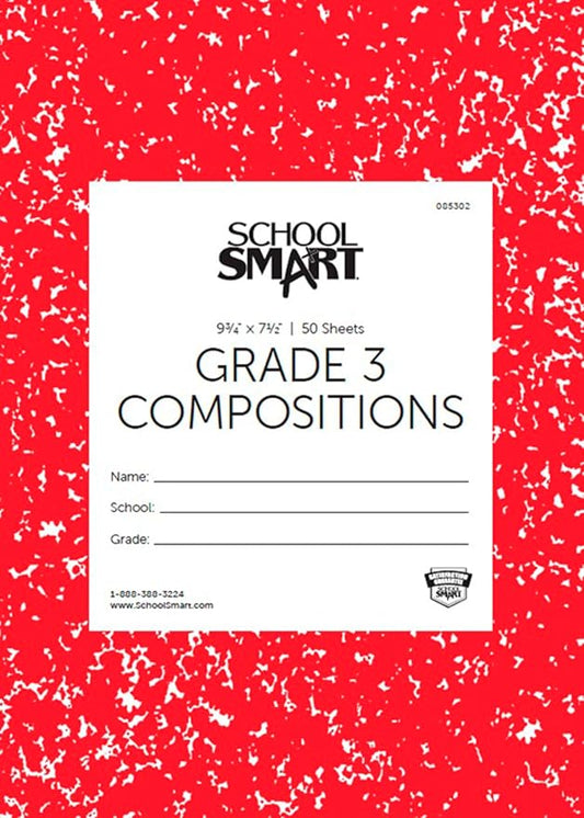 School Smart Skip-A-Line Composition Books - Grade 3, 50 sheets, Red