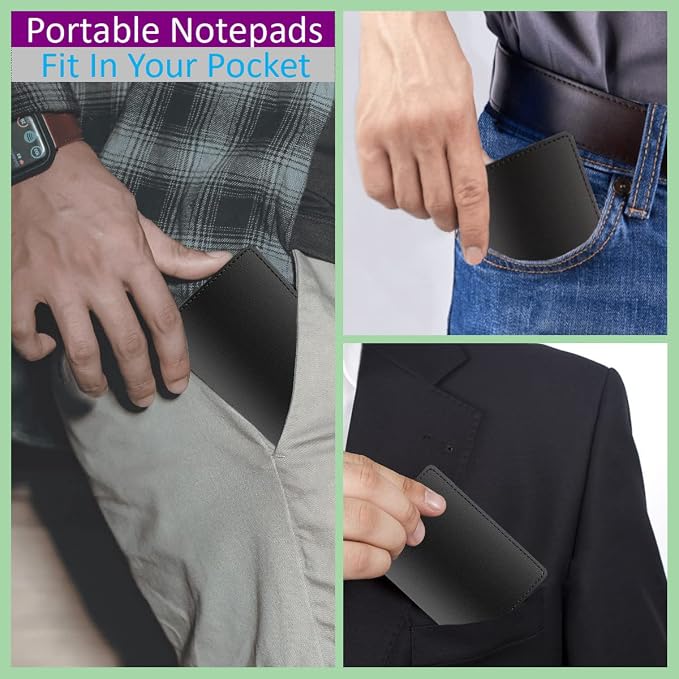 13 Pieces Mini Pocket Notepad Set,Included Leather Pocket Notepad Holder,10 Pack 3×5 Inch Small Notebook Refills,30 Lined Paper Per,2 Metal Ballpoint Pens
