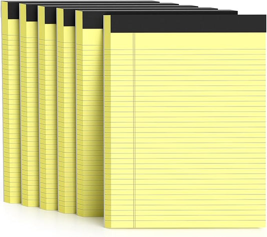 AILZFEI 300 Sheets Yellow Legal Pads 8.5 x 11 College Ruled Paper 6-Pack Note Pads Narrow Ruled 50 Sheets per Notepad Perforated Writing Pad Durable Sturdy Back 8x11 Pads of Paper