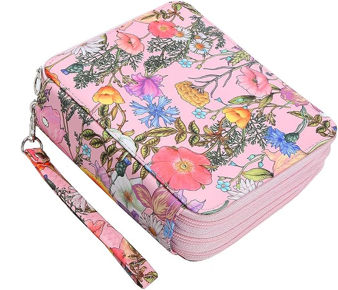 72 Slots Pencil Case Organizer w/Removal Handle Strap | 3-Layer Zipped Pencils Box Large for Colored Pencils Watercolor Pencils for Office and Travel for Artist