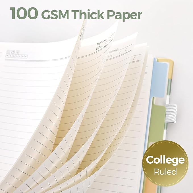 SKYDUE Sprial Notebook With Dividers Tabs, 5 Subject Notebook College Ruled