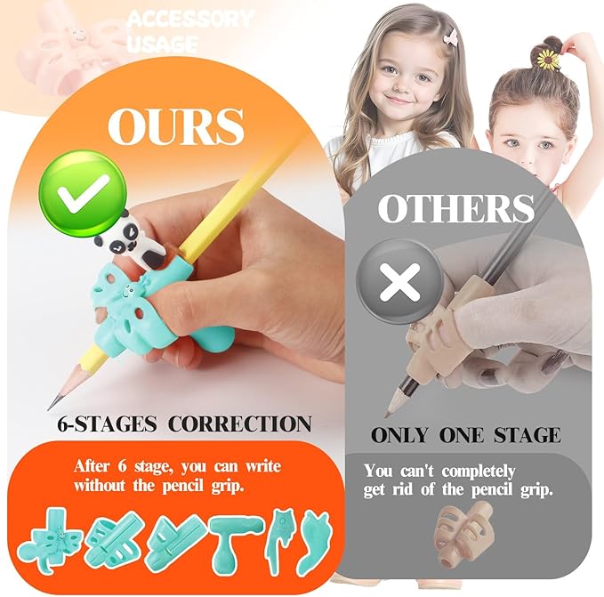 18 Pack Preschool Pencil Grips for Kids Handwriting Pencil Grippers Pen Control Training Writing Posture Correction Tools for Kids Toddler Children, Fits Pencils, Pens, Crayons (Sophie Blue)