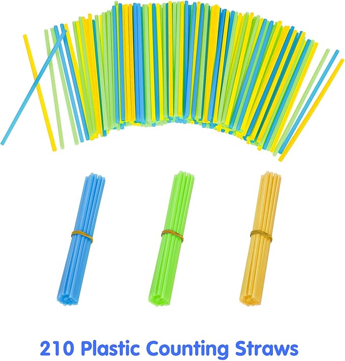 Counting Caddie and Place Value Pocket Chart for Kindergarten Preschool Homeschooling Classroom,210 Straws & 30 Number Cards & Header Cards Included