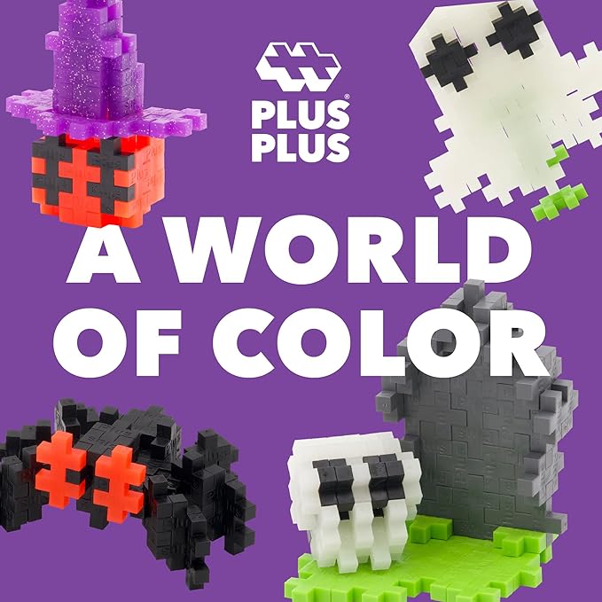 PLUS PLUS 240 Piece Spooky Mix Tube - Mini Interlocking Building Blocks Set, Stem Toys for Kids - Sensory Bin Fillers/Math Manipulatives Classroom Must Haves Gifts for Boys & Girls