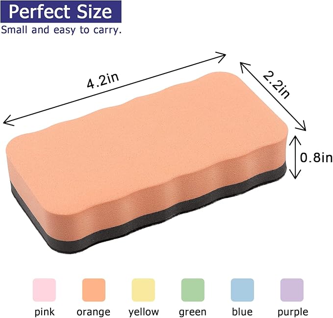 Tamaki Magnetic Whiteboard Eraser, Dry Eraser Erasers, Dry Erasers for Kids Classroom, 6 Colors (6 Pack, Pastel Wavy)