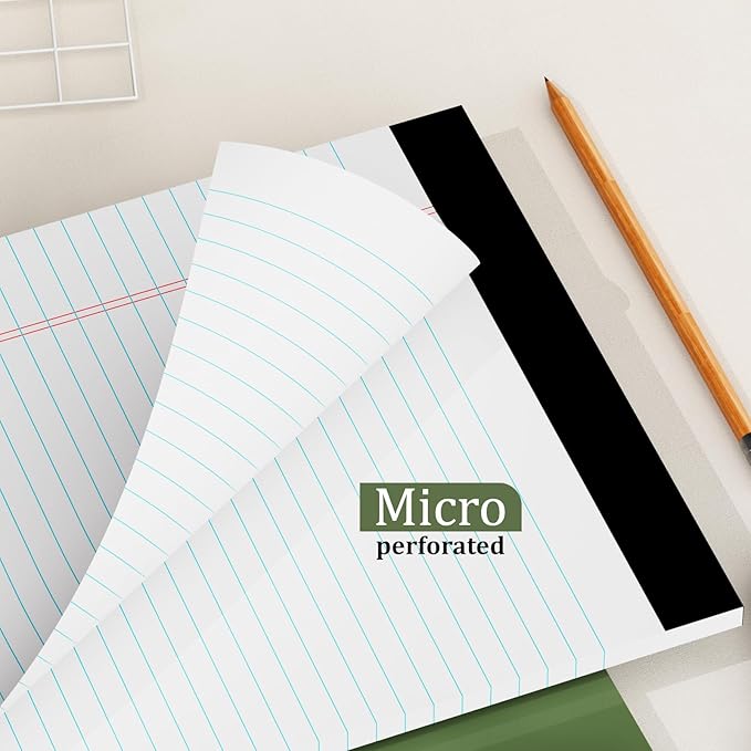 AILZFEI 12 Pack of Legal Pads 8.5 x 11.75 College Ruled Notebook White Paper Note Pad Narrow Ruled 30 Sheets Notepads Perforated Writing Pad Clear Print 8x11 Legal Pads Pads of Paper