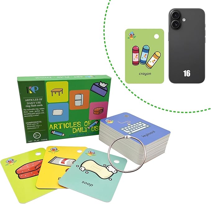 Preschool Toddler Flash Cards Sight Words with Pictures Learning Flash Cards for Kids Kindergarten 52 Pcs Articles of Daily Use with Ring(Articles of Daily Use)
