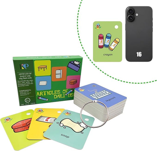 Preschool Toddler Flash Cards Sight Words with Pictures Learning Flash Cards for Kids Kindergarten 52 Pcs Articles of Daily Use with Ring(Articles of Daily Use)