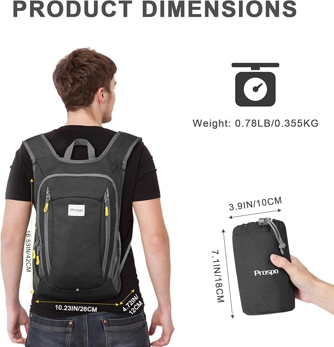 Prospo 12L Hiking Backpack Small Lightweight Travel Backpack for Women Men Casual Foldable Shoulder Bag