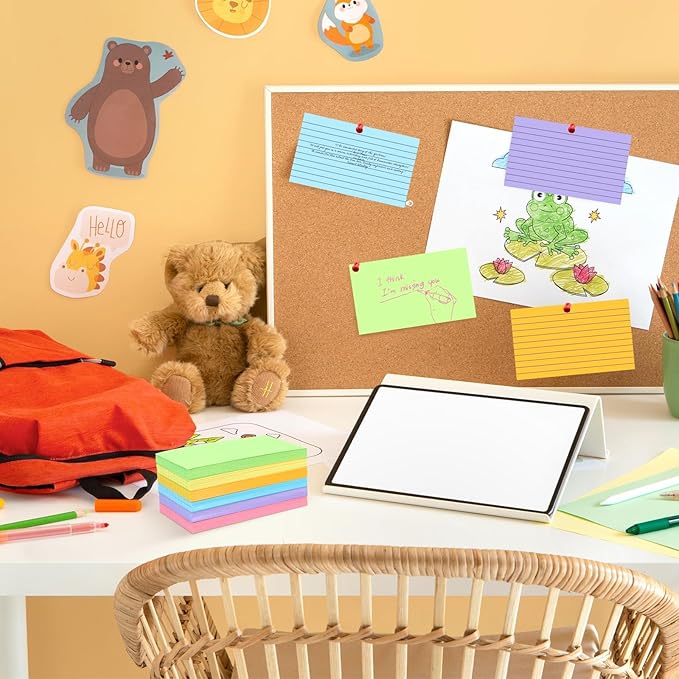 Tecmisse 300PCS 3x5 Index Cards Colored, Ruled Index Cards Colorful, Lined Flash Cards for Studying, Heavy Note Cards for Office, Home and School