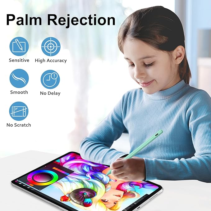 Stylus Pen for iPad Apple: Fast Charge for iPad Pencil Apple Pen with Palm Rejection Tilt Sensitivity - Pen for i-Pad 10/9/8/7/6, i-Pad Pro 12.9"/11"/13" M4, iPad mini 6/5, iPad Air 5/4/3/M2 Green