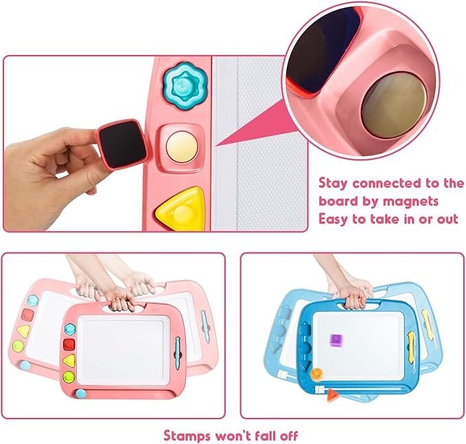 SGILE Toddler Toys for Kids, Large Magnetic Drawing Board for Birthday Gift, Toys for 1 2 3 4 Year Old Girls Boys, Etch & Sketch Pad with 4 Stamps, Learning and Educational, 16 ×13 in, Light Pink