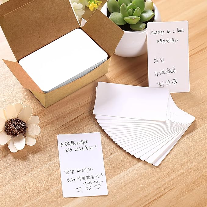 VANRA 300 Small Blank Cards 3.5x2 inches Color Cardstock Study Flash Cards Index Cards, Unruled with Rounded Corners (White, 300/Pack)