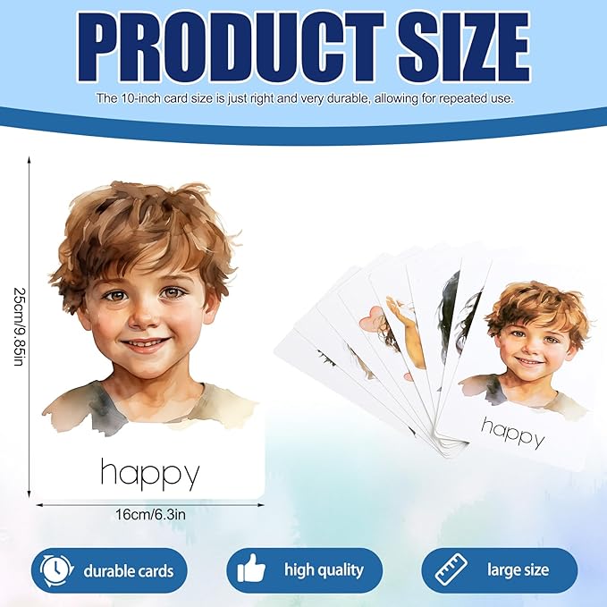 Foilswirl 29 Pcs Emotions Flashcards Feeling Photo Cards for Toddlers Kindergarten Preschool Prep Gouache Painting Emotion Aba Therapy Materials Back to School Birthday Gifts