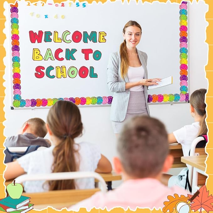 Fuyoooo 49 ft Colorful Confetti Magnetic Borders for Classroom Bulletin Board Borders Magnetic Whiteboard Classroom Strips Reusable Rolled Wall Trim for School Teacher Offices Chalkboard