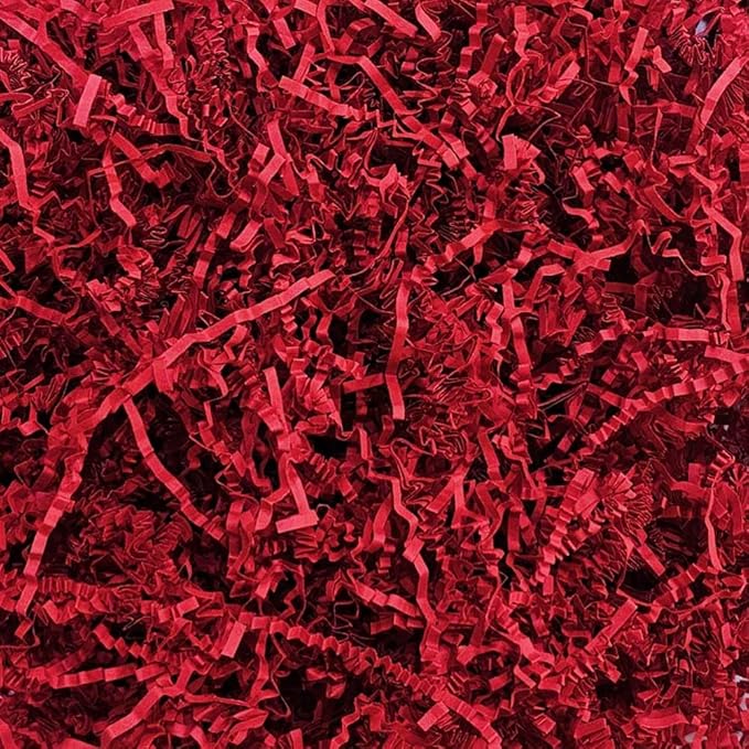 GoooodGift - 3 oz - Red - Crinkle Cut Paper Shred Filler for Gift Wrapping, Gift Box Stuffing Birthdays, Basket Filling Mother's Day Christmas