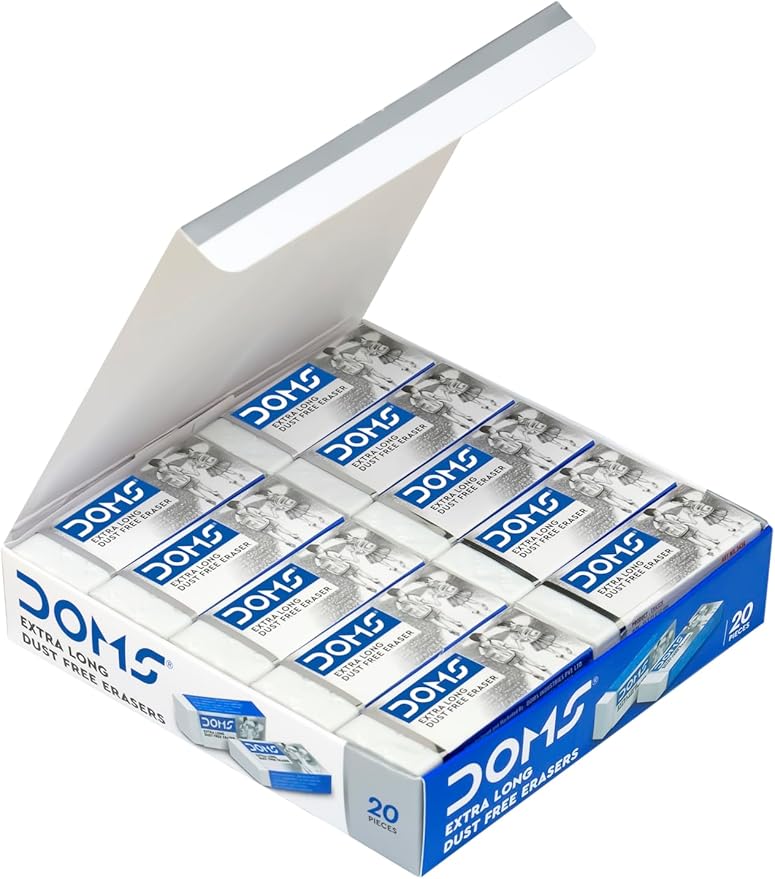 Doms 3435/3436 XL Dust Free White Eraser Pack 20 Pcs