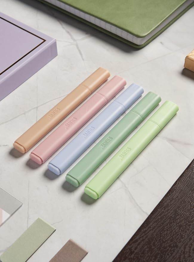 BLIEVE Bible Highlighters No Bleed Through, Chisel Tip, 5 Pack | No Smear, Quick-Dry, Aesthetic Cute Pastel Colors For Bible & Journaling (Earthy Edition)