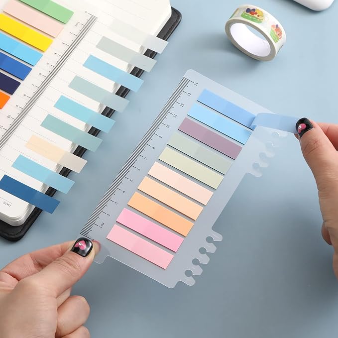 2000Pcs Sticky Tabs for Annotating Books, Clear Sticky Notes, Book Tabs for Binders, Page Markers for Notebooks, Multi-Colored Writable and Repositionable Book Flags Tabs Strip Index Tabs