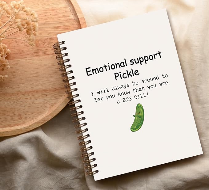 Emotional Support Pickle Spiral Notebook Journal,Therapist Mental Health Gifts College Ruled Spiral Notebook for Offices Schools Classrooms,Inspirational Gifts for Work School Student Teacher
