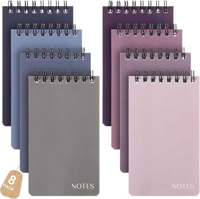 Thboxes 8 Pack Pocket Notebooks, 3 x 5 Spiral Notepads Mini Notebook 60 Sheets/120 Pages Small Notebooks with Lined Pages Memo Pads for Nurse Gifts School College Office
