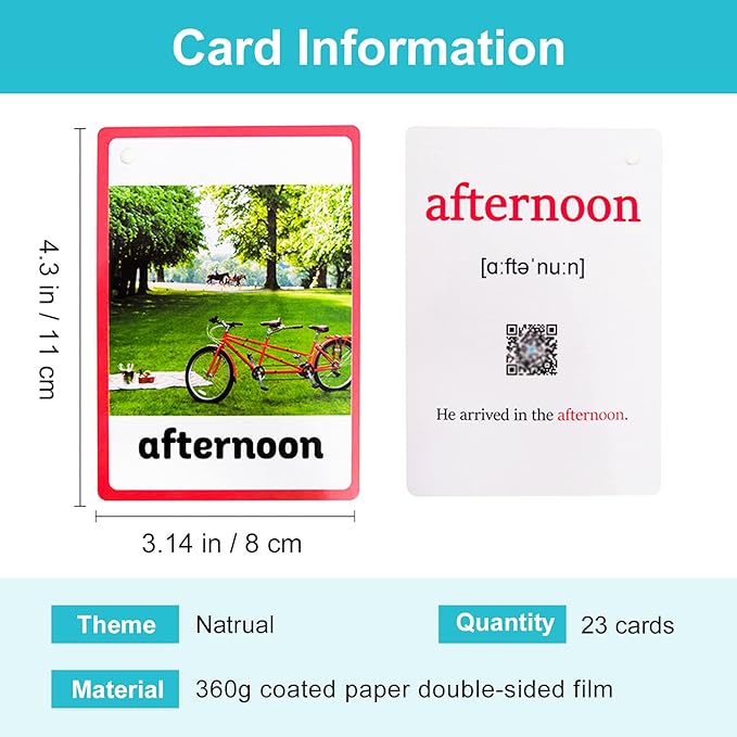 Lilias Natural Flash Cards, Toddler Learning Toys, Preschool Learning Toys, Homeschool Supplies, Learning Supplies for Kindergarten, 4.3 X 3.14 Inch, 23 Cards in Set