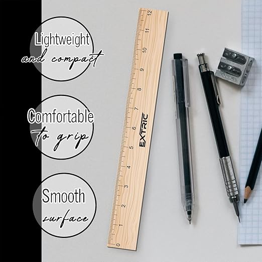 Ruler 12 Inch, Architectural Scale Ruler, 1/8 Inch Scale Rulers, Wooden Rulers for Drawing, Drafting, Architect and Engineering